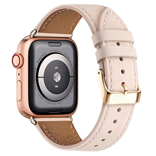 Image of QAZNZ Leather Straps for Apple Watch Strap 44mm 45mm 42mm(Series 1 2 3) 46mm 49mm,Women Men Replacement Strap for Apple Watch Series 11 10 9 8 7 6 5 4 & iWatch SE 1/2/3,Ultra 3/2/1
