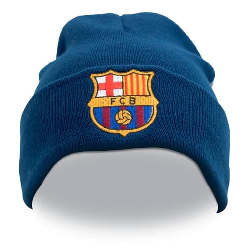 Image of Hy-Pro Officially Licensed Barcelona Beanie Hat - Warm & Comfortable Winter Beanie Hats for Football Supporters - Cosy Blue Hat with Team Logo