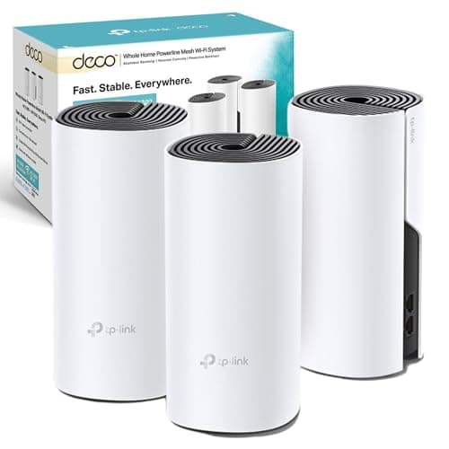 Image of TP-Link Deco P9(3-pack) AC1200Mbps Whole Home Powerline Mesh WiFi System, Up to 6000 Sq ft Coverage, Dual-Band WiFi Booster with HomePlug AV1000, Gigabit Ports, Qualcomm Quad-core CPU