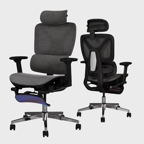 Image of FLEXISPOT ErgoX Ergonomic Office Chair with Footrest,5D Lumbar Support, 3D Headrest & Armrests, Adjustable Seat Depth, Breathable Mesh and 136kg Capacity for Gaming, Home and Office (Black)