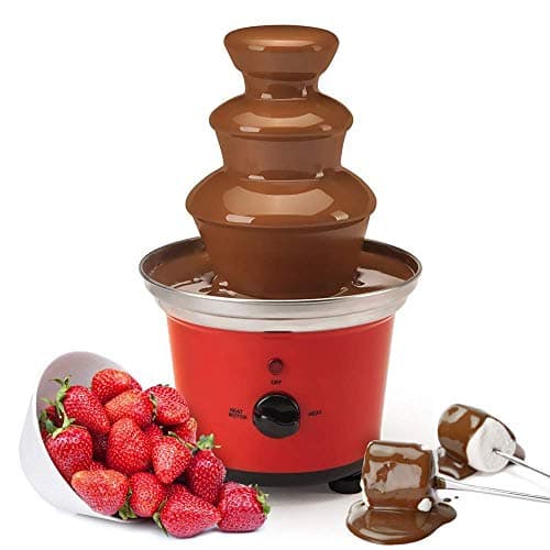 Image of Global Gourmet Belgian Chocolate Fountain Fondue Large Set | 500ml Capacity Electric 3-Tier Machine with Hot Melting Pot Base | 2 Adjustable Settings and Keep Warm Function