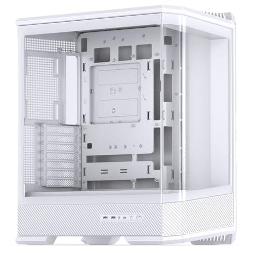 Image of Jonsbo D400 PC Case, White, ATX Midi-Tower with Tempered Glass 270° Panoramic Window, Dual 360 mm Radiator Support, USB-C