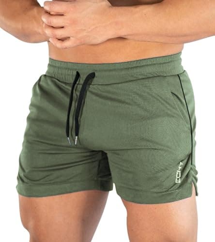Image of Superora Mens Running Gym Sport Shorts Breathable Outdoor Workout Training Shorts with Pockets Army Green
