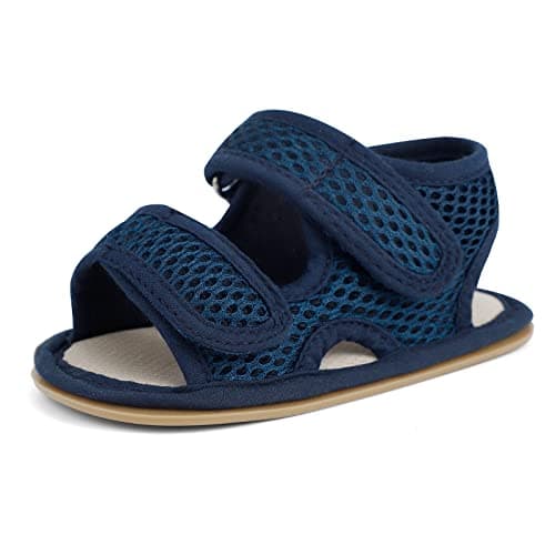 Image of MASOCIO Baby Sandals Boy Girl Open Toe Infant Toddler Boys Girls Summer First Walking Shoes Size 4 UK Child 12-18 Months Navy Blue