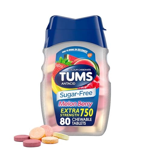 Image of TUMS Extra Strength Sugar-Free Antacid, Melon Berry Chewable Tablets for Heartburn Relief, 80 CT