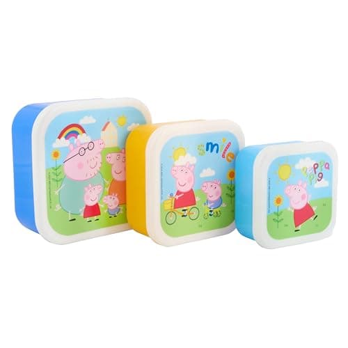 Image of Peppa Pig Hooray Stackable Lunch Boxes - Set of 3, Durable & Eco-Friendly, Ideal for Kids & Peppa Fans - Perfect for School, Picnics & Travel, Pink