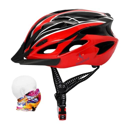 Image of ioutdoor Bike Helmet Adult, Mountain Cycle Helmets Ladies, With Visor Adjustable Size 56-62CM Large Lightweight 18 Vents Bicycle Cycling for Teenagers Women Men Kids 8-12 Years Old (Red Black)
