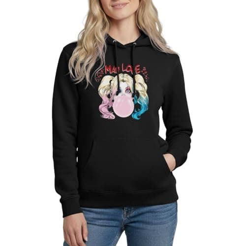 Image of Spreadshirt Harley Quinn Mad Love Bubblegum Women's Hoodie, M, black
