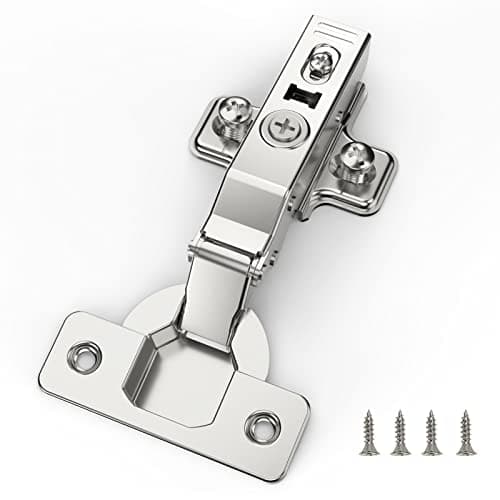 Image of Furniware 2 pcs Soft Close Cabinet Hinge,110 Degree Full Overlay Kitchen Door Hinge,35mm Concealed Kitchen Cabinet Hinges Cabinet Door Plate with Screws