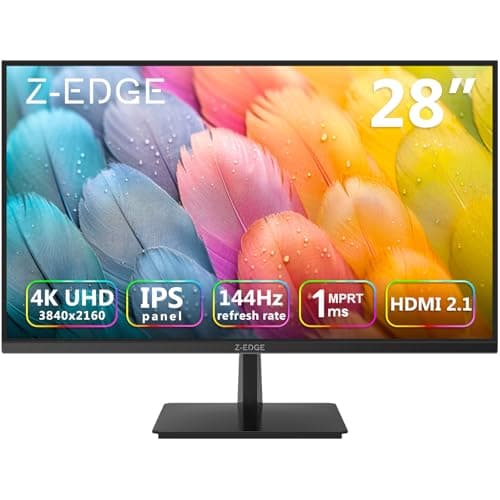 Image of Z-Edge 28 Inch 4K Gaming Monitor 144Hz UHD IPS Panel 3840x2160 1ms MPRT, 300 cd/m² Brightness, FreeSync, HDR10, Ultra-Thin Bezel, DP 1.4 & HDMI 2.1, VESA Mountable, Black