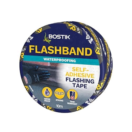 Image of Bostik Flashband Self Adhesive Flashing Tape for Roofs, Provides an Instant Watertight Seal, Colour: Grey, 100mm x 10m