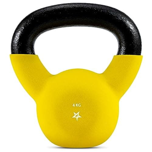 Image of Yes4All XSQQ Neoprene Coated Kettlebell Weights, Strength Training Kettlebells - 4KG Yellow