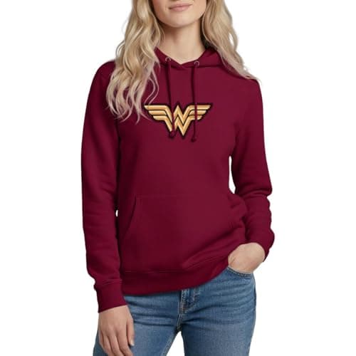Image of Spreadshirt DC Comics Wonder Woman Original Logo Women's Hoodie, XL, bordeaux