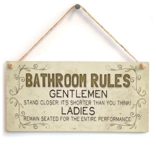 Image of Tivleed Funny Bathroom Wall Art, Bathroom Rules Sign, Vintage Wooden Plaque for Cottage and Spa Decor