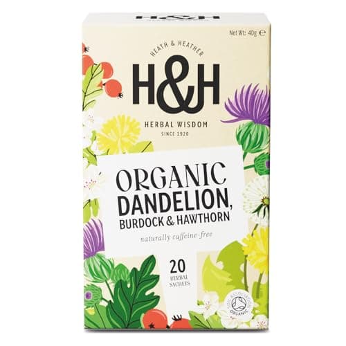 Image of Heath & Heather - Organic Dandelion, Burdock & Hawthorn Tea • Wild Meadow Herbal Infusion for Liver & Heart Health • Caffeine‑Free • Vegan • 20 Tea Bags