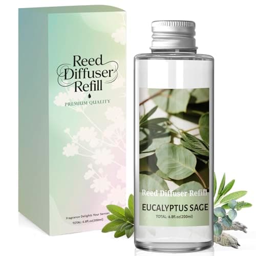 Image of Scent-Hi Reed Diffuser Refill 200ml - Eucalyptus Sage Scented Refill for Reed Diffuser - Home Fragrance for Bedroom, Spa, Living Room