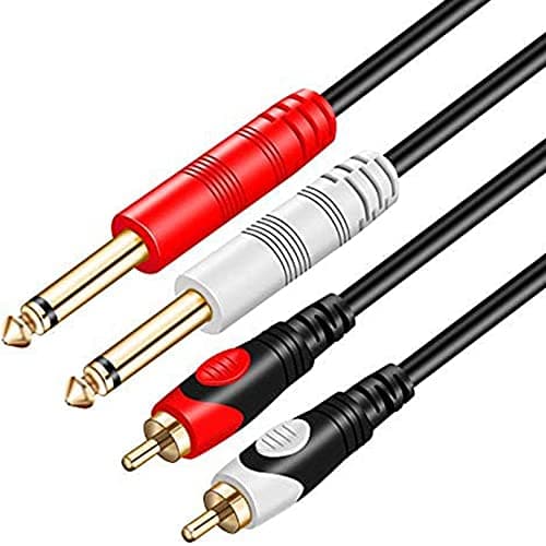 Image of TanQY Dual 1/4 inch 2 x 6.35mm TS Mono Male Jack to Dual RCA male Audio Cable,Tan QY for Phono Microphone Mic Mixer Amplifier,RCA Audio Wire Cords, Interconnect Cable (3M/10Ft)