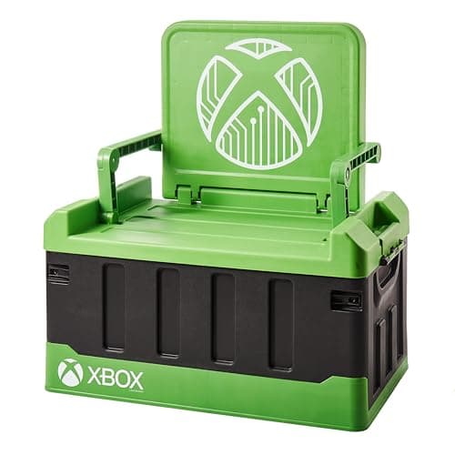 Image of Numskull Xbox 2-in-1 Toy Storage Box & Folding Chair - Gaming Accessory Organizer with lid and handles for Family Rooms, Official Microsoft Merchandise