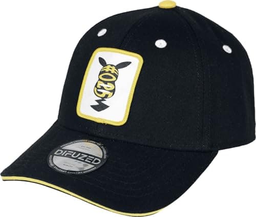 Image of Pokemon Pikachu Woven Patch Adjustable Cap Black/Yellow BA301432POK