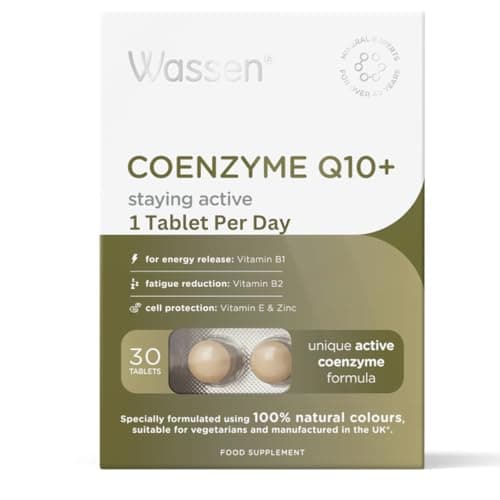 Image of Wassen Coenzyme Q10 Supplements |30 Coenzyme Q10 Tablets | Active Coenzyme Q10 Formula |High in Zinc | Vitamins B1 & B2 For Energy Release & Fatigue Reduction | Heart Health Supplements | Q10 Coenzyme
