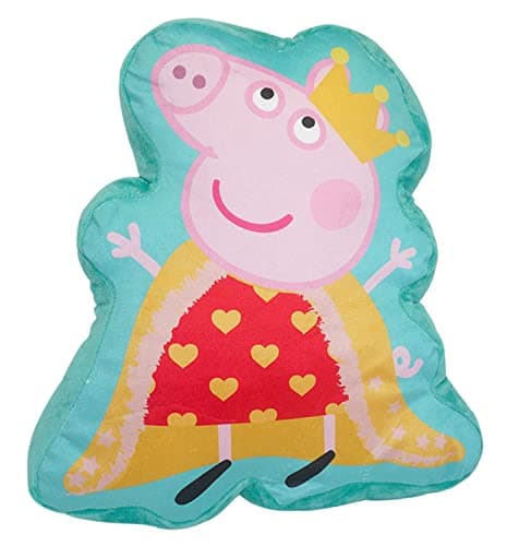 Image of HOVUK® 35cm Velour Soft Touch Pepa Pig Queen Shaped Cushion, Decorative Shaped Velour Stuffed Soft Padded Cushion, Stylish and Classic for Room Decoration, Gift for Unisex Kids Girls