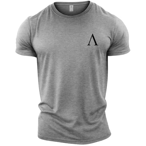 Image of GYMTIER Spartan Forged Logo - Men's Gym T-Shirt - Bodybuilding Workout Top, Sport Grey, 5XL