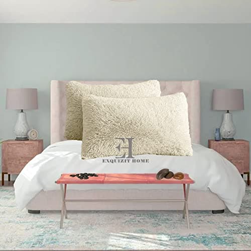 Image of EXQUIZIT HOME® Hug & Snug Teddy Cuddles Pillowcase Pair – Super Soft Fluffy Fleece Pillow Covers | Warm & Cosy Winter Teddy Pillowcases | 100% Polyester | Standard Size 50×75cm (Cream)