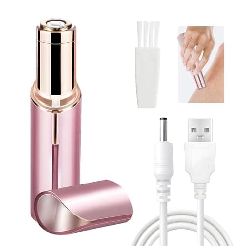 Image of Facial Hair Remover for Women, USB Rechargeable Mini Epilator Painless Face Hair Trimmer Portable Electric Razor Lady Shaver for Upper Lips Chin Face Neck Body Peach Fuzz, Pink