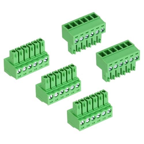 Image of sourcing map 5Pcs PCB Terminal Block, 300V 8A Male 6 Pin 3.5mm Pitch PCB Screw Mount Terminal Block Connector for Industrial Use, Electronic Projects, Green
