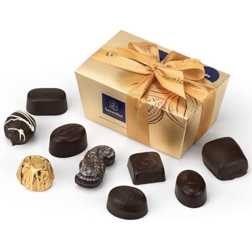 Image of Leonidas Belgian Dark Chocolate Ballotin 250g Gift Box – Premium Belgian Pralines in Classic Gold Packaging – Luxury Chocolate Gift (250 Gr, Dark Chocolate)