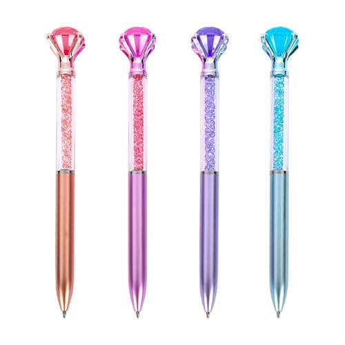 Image of 4 Pack Crystal Diamond Pen, Sparkly Ballpoint Pens with Blue Ink, Elegant Twist Action, Smooth Writing Pens for Office School & Personal Use, Unique Gifts for Women, Stylish Desk Accessories (1.0mm)