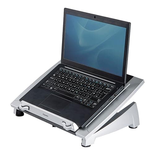 Image of Fellowes Office Suites Laptop Stand for Desk 6 Height Adjustable Portable Laptop Riser for the Home and Office - Max Monitor Size 17", Max Weight 5KG - Black/Silver
