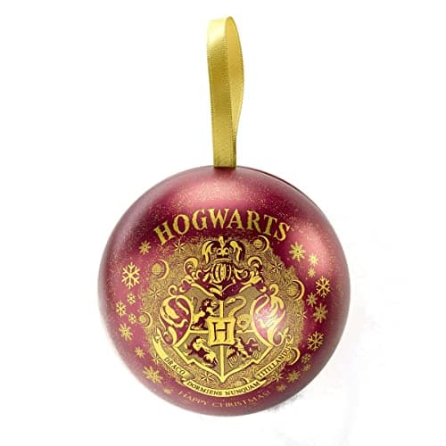 Image of Harry Potter Official Hogwarts Crest Red Bauble with Time Turner Necklace