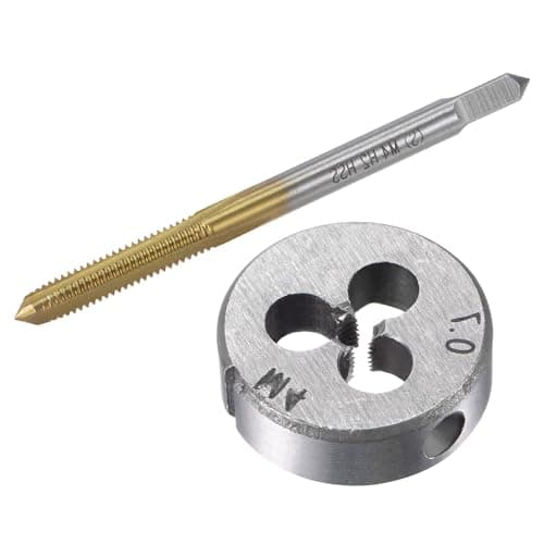 Image of MACHSWON Tap and Die Set Metric M4x0.7,HSS (High Speed Steel) Titanium Plated Machine Straight Flute Thread Screw Tap,Alloy Steel Round Threading Die