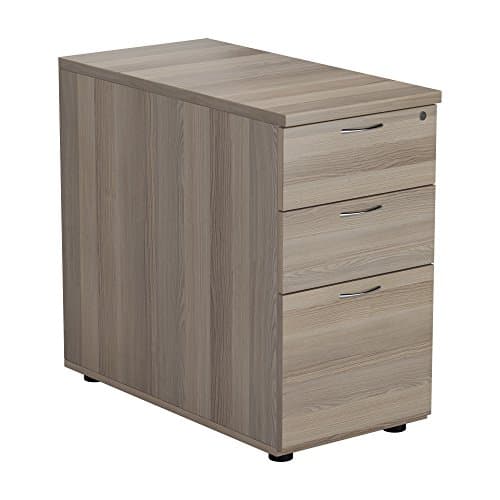 Image of Office Hippo Heavy Duty Pedestal Filing Cabinet, File Cabinet, Office Cabinet, Lockable Filing Cabinet Office Storage, A4/Foolscap - Grey Oak, 3 Drawer