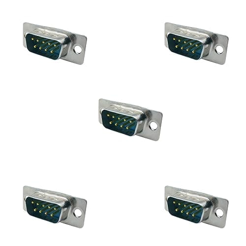 Image of iYueMps 9 pin D-Sub DB9 Plug PCB Connectors RS232 Serial Solder Type (5 x Male)