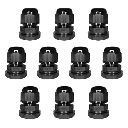 Image of 10 Pcs IP68 Waterproof Cable Gland & M16/M20 Cable Connector, Nylon Cable Gland Strain Relief for 4mm-8mm Diameter Cables, with Locknut & Sealing Washer for Junction Box Enclosure Outdoor Use (M20)