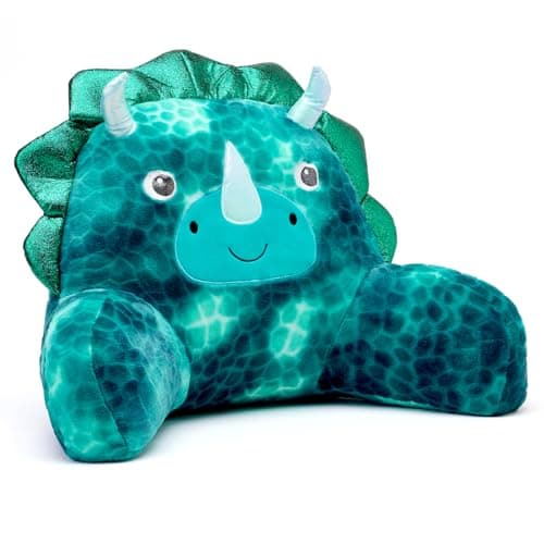 Image of Snuggz Dinosaur Cuddle Cushion 60x40cm, Age 12m+ - Lightweight Kids Plush Backrest Pillow with Supportive Arms, Super Soft Reading Pillow Cushion for Gaming or Napping – Soft 3D Ears & Carry Handle