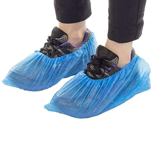 Image of PACK OF 100 Disposable Shoe Covers Blue Disposable Overshoes Cover for Shoes and Boots to Protect Carpets & Floors Cleaning Accessories => PERFECT FOR EVERYDAY USE AT WORK & HOME