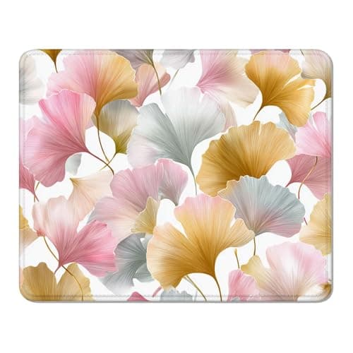 Image of mouse mat 150 x 200 x 3 mm Gaming Mouse Pad with Non-Slip Base and Smooth Surface, Portable, Compatible with Laser and Optical Mice, Mouse Pad for Home Office Work, Colorful & Ginkgo Leaves XS#781