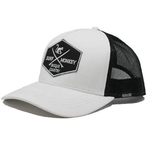 Image of Surf Monkey Origins Adjustable Trucker Baseball Cap - Organic Cotton - One Size, White / Black, One size