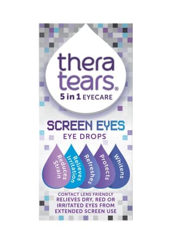 Image of TheraTears Screen Eyes Eye Drops | Relieves, Refreshes and Whitens Dry, Red or Irritated Eyes from Extended Screen Use | Contact Lens Friendly | 5 in 1 Eye Care Drops | 10ml