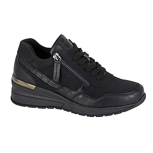 Image of Cipriata L363A-6 ADA, Womens Zip Wedge Heel Glamour Trainers, Black,Size 6 UK