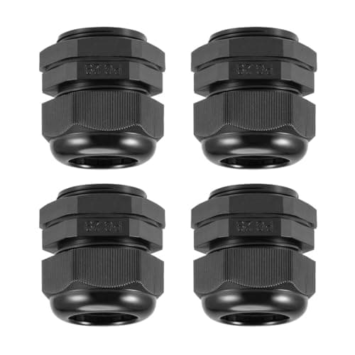 Image of MACHSWON 4Pcs PG29 Cable Gland – Durable Threaded Wire Connector with Locknut for 13-20mm Dia Cable Wire, Black