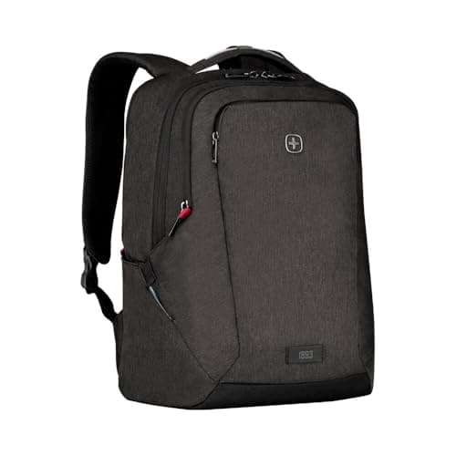 Image of Wenger MX Professional 16‑Inch Laptop Backpack with Padded Laptop & Tablet Compartments, SmartOrg Organizer, Water‑Repellent Zippers, CaseBase Stabilizing Platform, Heather Grey