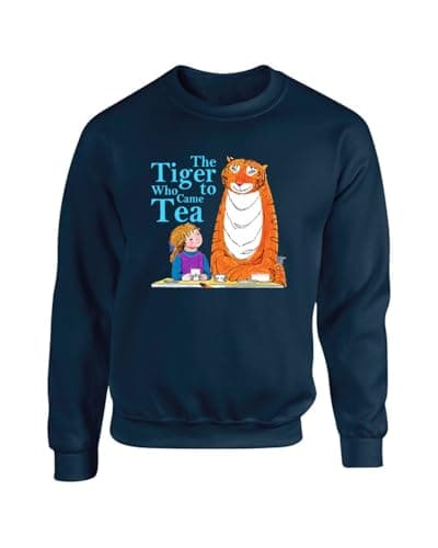 Image of The Tiger came to tea Sweatshirt, World Book Day Story Jumper, Study Lover Gift Top, Unisex Adults And Kids Top (Navy Blue, 7 Years)