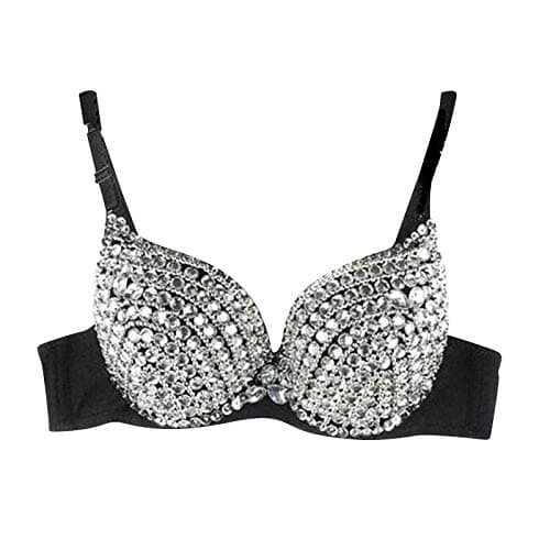 Image of Women's Bra Tops, Women's Sparkly Sports Bra Sports Underwear Fashion Rhinestone New Lady Silver Party Studded Jazz Dance Pole Dance Bikini for Party Club Raves