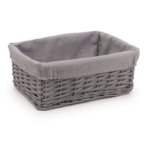 Image of Woodluv Woven Wicker Storage Baskets - Grey, Medium