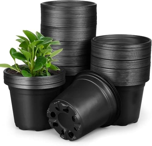 Image of LATERN 100Pcs Plastic Flower Pots, 10CM Lightweight Plant Pots Seed Starting Planter Nursery Seedlings Pot Flower Plant Container (10cm x 8.5cm)