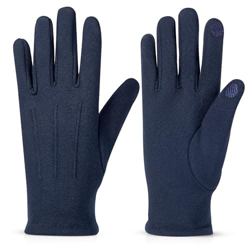 Image of Beehow Women gloves thermal fleece lining touch screen ladies glove for cold weather driving cycling (Midnight Blue)